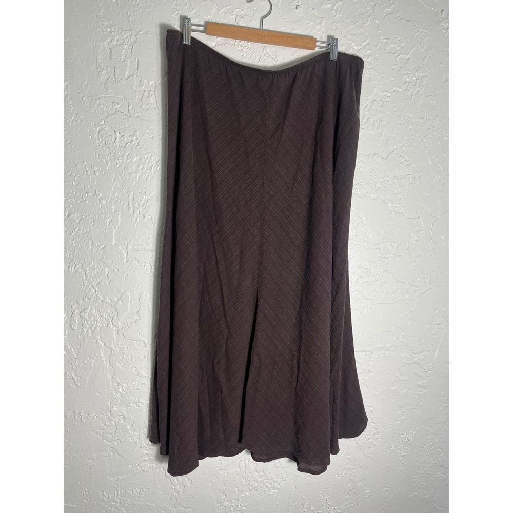 Eileen Fisher Woman 1X Italian Fabric Linen Blend Brown A-Line Midi Skirt